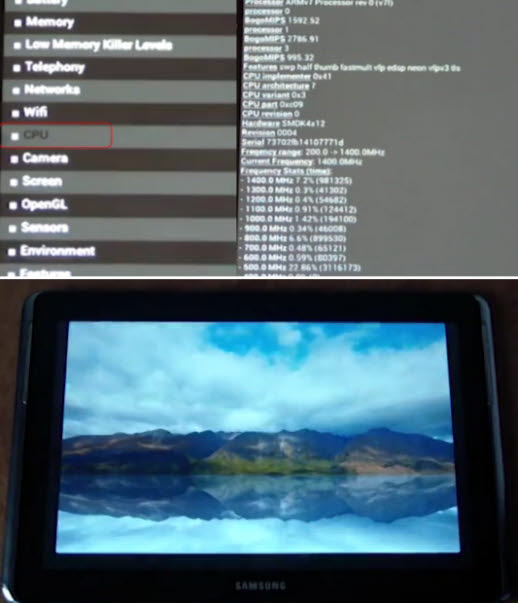 갤럭시노트 10.1이 쿼드코어 프로세서로 교체하고 페블블루를 채택했다. (이미지 출처 : 유투브 동영상 캡처)