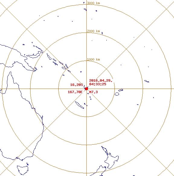 바누아투서 규모 7.0 지진  출처:/ 기상청