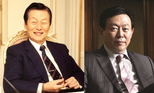 신격호(왼쪽) 롯데그룹 총괄회장과 신동빈 롯데그룹 회장. 사진=넥스트데일리 DB