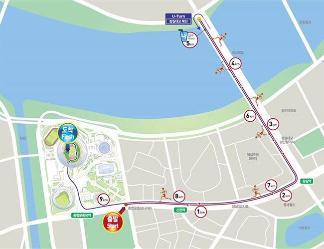 중앙마라톤 10km 코스 – 중앙마라톤 제공