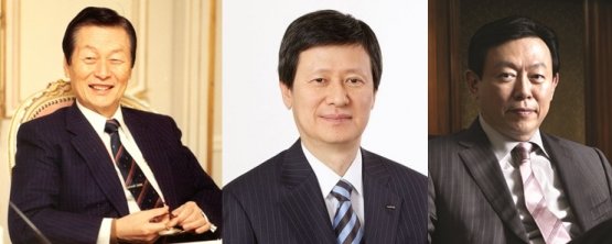 왼쪽부터 신격호 롯데그룹 총괄회장, 신동주 전 일본 롯데홀딩스 부회장, 신동빈 롯데그룹 회장. 사진=넥스트데일리 DB