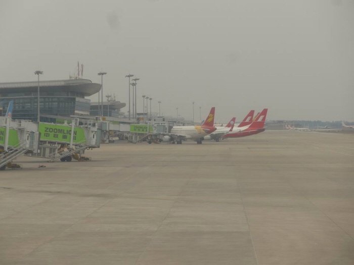 장사공항 이륙대기 중