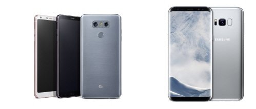 LG전자 G6(왼쪽)과 삼성전자 갤럭시S8.