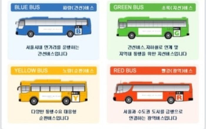 도입 초기의 간선, 지선, 순환, 광역 버스