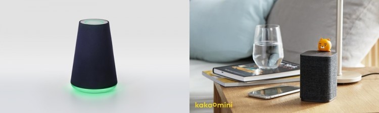 (왼쪽부터) AI 스피커 네이버 '웨이브'와 카카오 '카카오미니' 제품 사진.
