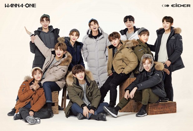 대세 아이돌 그룹 ‘워너원’이 아웃도어 광고도 접수했다. 사진=아이더 제공