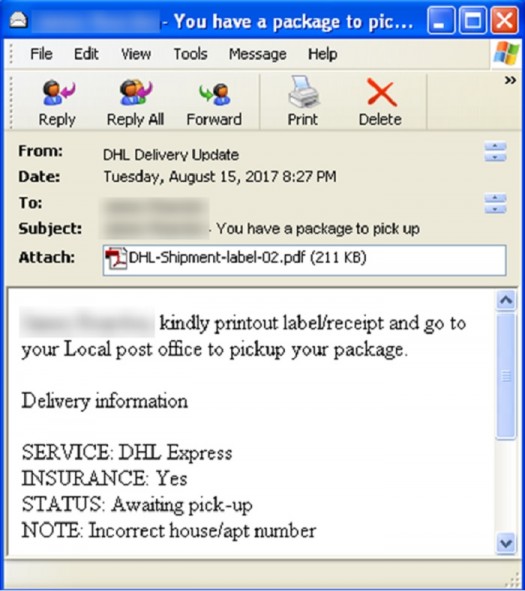 DHL 배송 양식을 활용한 폼북 공격