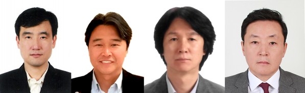 (사진 왼쪽부터) 이석주 제주항공 대표이사 사장, 문상철 애경유화 애경화학 대표이사 부사장, 이창훈 AK레저 대표이사 전무, 이윤규 애경산업 대표이사 전무. 사진=애경그룹 제공