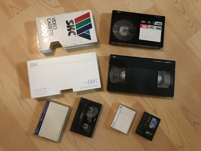 다양한 방식의 비디오 테이프, 베타, VHS, 8mm, 6mm