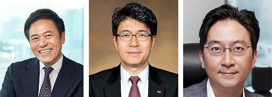 왼쪽부터 SK텔레콤 박정호 사장, 박진효 ICT기술원장, 김윤 AI센터장