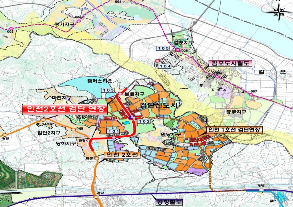 인천2호선 검단 연장선 노선도