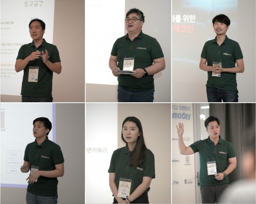 왼쪽 위부터 시계방향으로 김진효 도구공간 대표, 김덕근 마로로봇테크 대표, 김동수 엘핀 CTO, 정승환 라이언로켓 대표, 김나영 비주얼캠프 매니저, 이상헌 보이스루 대표