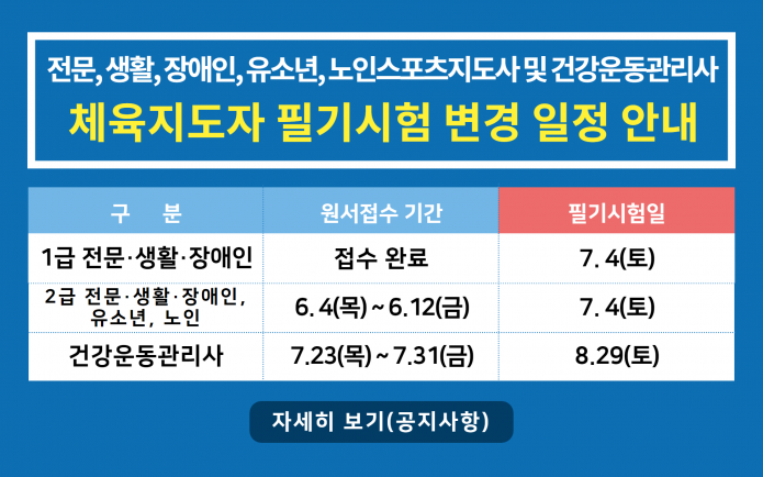 체육지도사 시험일정 안내 (사진제공=국민체육진흥공단)