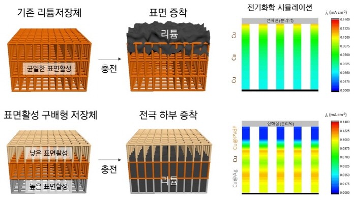 표면활성 구배형 전극에서 리튬저장 거동 및 전기화학 시뮬레이션