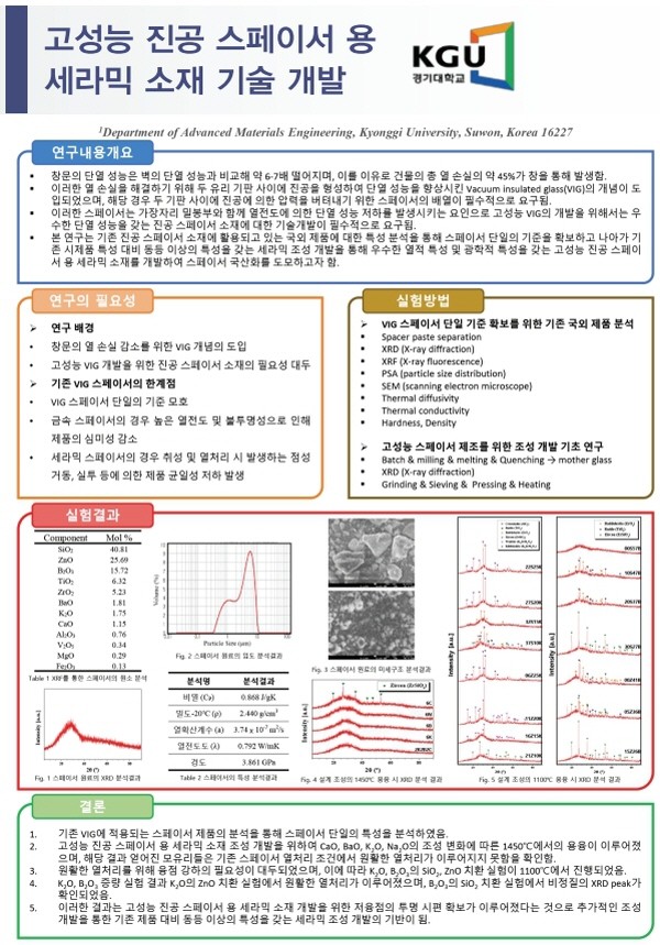 풀란코리아와 경기대학교의 산학협동 ‘고성능 진공 스페이서 용 세라믹 소재 기술 개발’. 사진=풀란코리아 제공