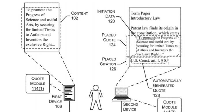 아마존이 사용자가 읽은 책을 분석해 인용구를 삽입할 때 자동완성 기능을 제공하는 특허를 지난 9일(현지시간) 등록했다. 사진=미 특허청