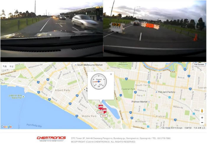 차량에 탑재된 V2X 솔루션으로 전송되는 영상 및 주행 정보