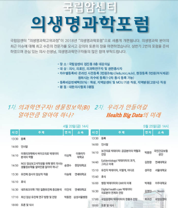 국립암센터 의생명과학포럼