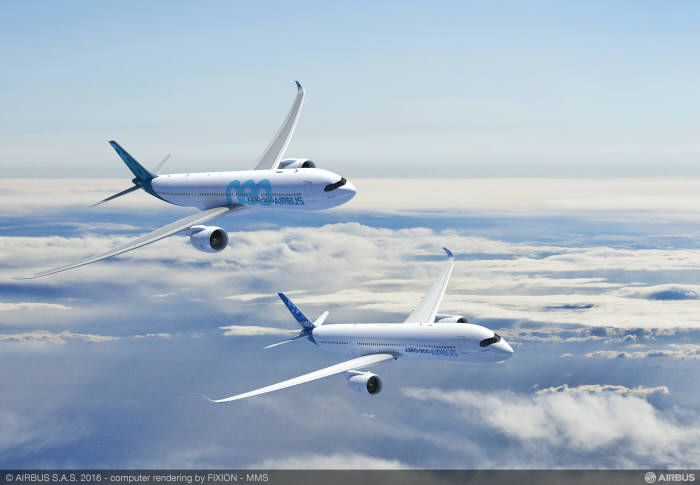 에어버스 A350-900과 A330-900neo. 다쏘시스템 제공