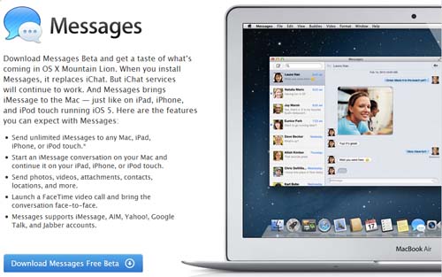  ▲ 올 여름에 나올 맥OS X 업데이트에 무료 메시지 서비스도 추가된다.