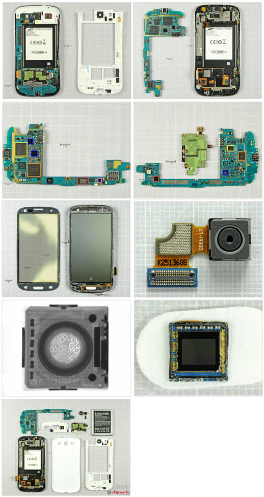 갤럭시S3 분해 사진 (이미지 출처 : 칩웍스, 아이픽스잇)