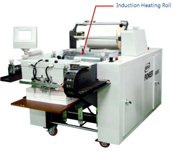 기계연 유도가열방식 히팅롤이 채용된 라미네이터.