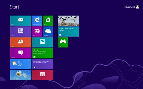 ▲ 타일 모양 ‘윈도8 스타일’ 인터페이스가 나타난다.
