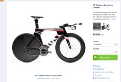 팀 쿡이 더팬시 계정으로 직접 올린 `서벨로(cervelo)` P5 자전거. 사진 설명에서 `carvelo`라는 오타가 눈에 띈다.