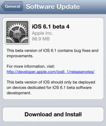 애플, iOS 6.1 베타 4번째 배포