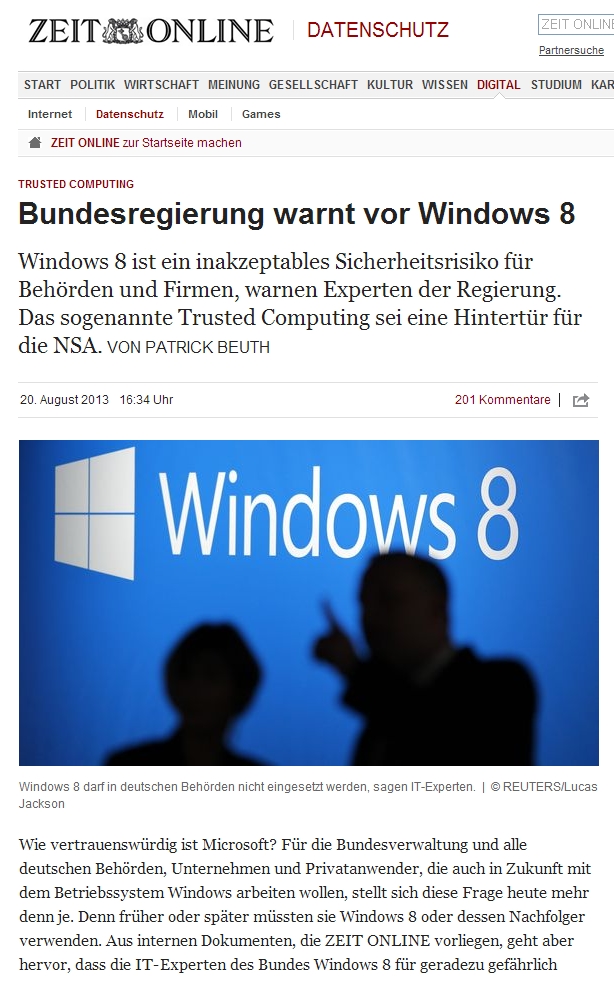 독일 자이트 온라인(http://www.zeit.de/digital/datenschutz/2013-08/trusted-computing-microsoft-windows-8-nsa)