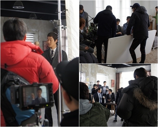 정우 성동일 동반 CF 촬영 현장 수트