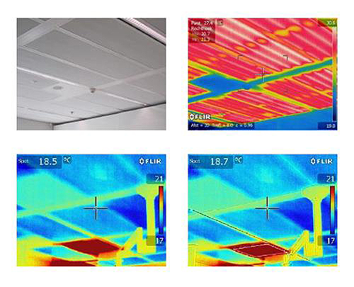 플리어시스템 열화상 카메라를 사용한 공조 천장(climate control ceiling) 검사