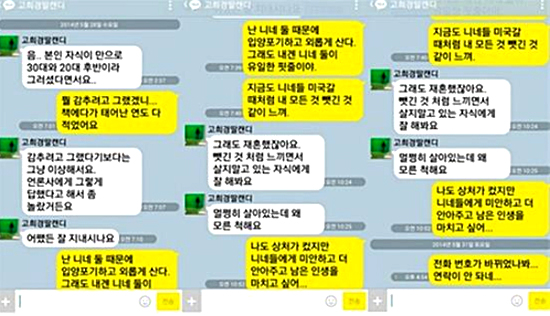 고승덕 카카오톡 딸 글 메시지