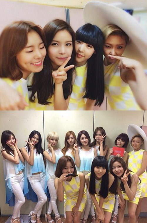 마마무 AOA 뮤직뱅크 대기실 인증샷