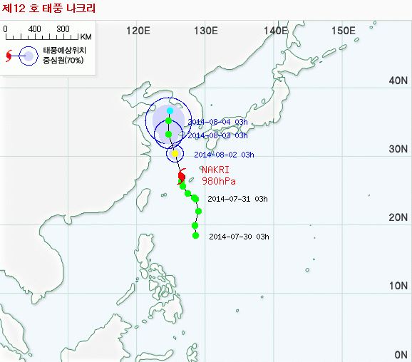  출처:/네이버/11호 태풍 진로 12호 태풍 나크리 경로