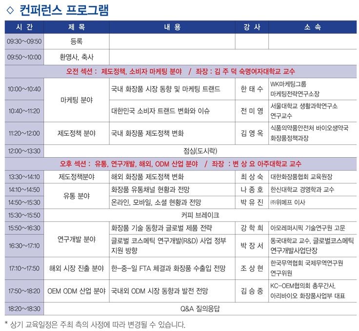 화장품 산업의 모든 것을 총망라한다