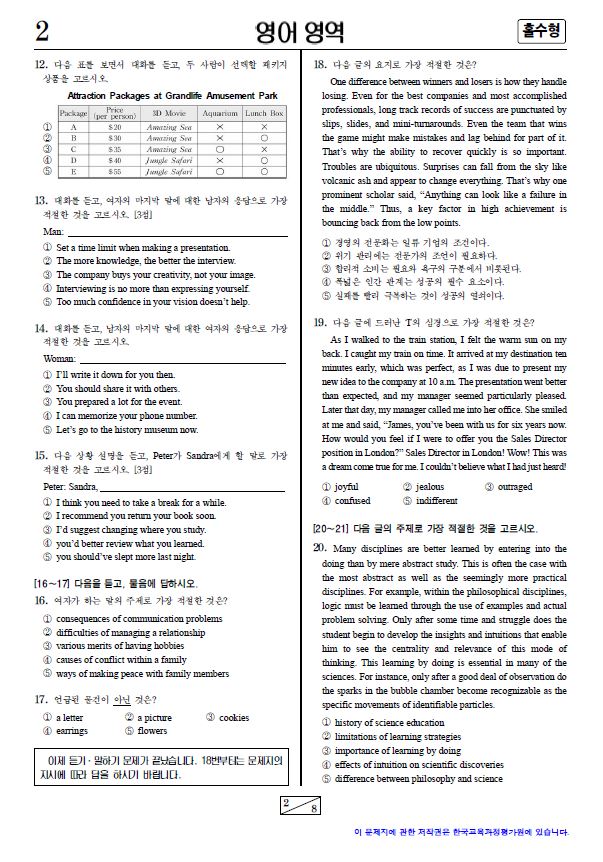 2015 대학수학능력시험 3교시 영어 영역 홀수형 문제지