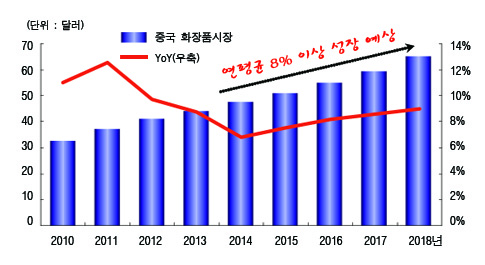 ▲ 중국 화장품시장 현황 및 전망 (※ 자료 : HMC투자증권)