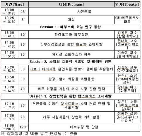 ‘환경스트레스와 피부’ 세미나 프로그램 