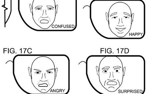 주변사람들의 감정을 읽어내 착용자에게 보여주는 신기한 안경이 MS에 의해 개발됐다. 이 안경 착용자는 대화상대가 자신의 말에 귀기울이지 않으면 화제를 바꿀 수도 있다.  사진=미특허청 