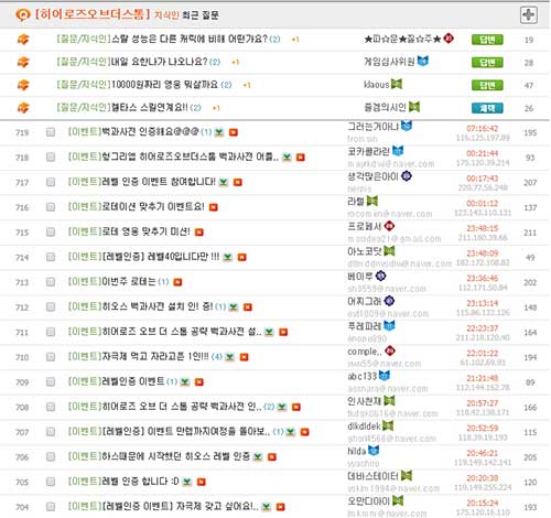 히어로즈 헝그리앱, 일일 게시글 1천 개 넘으며 방문자 수 1위로 올라서