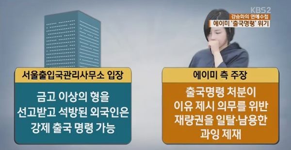 에이미 출국명령
 출처:/ KBS2 방송 화면 캡처