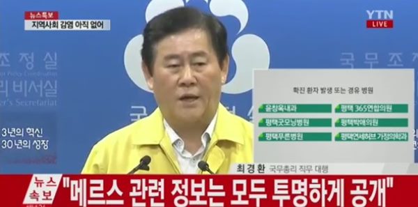 메르스 확진 14명 추가 메르스 병원 공개
 출처:/ YTN 방송 캡처