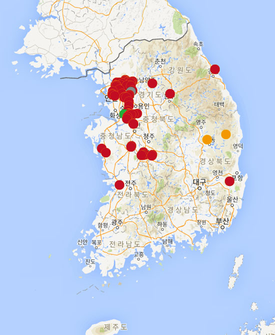 메르스 지도
 출처 메르스 지도 캡처