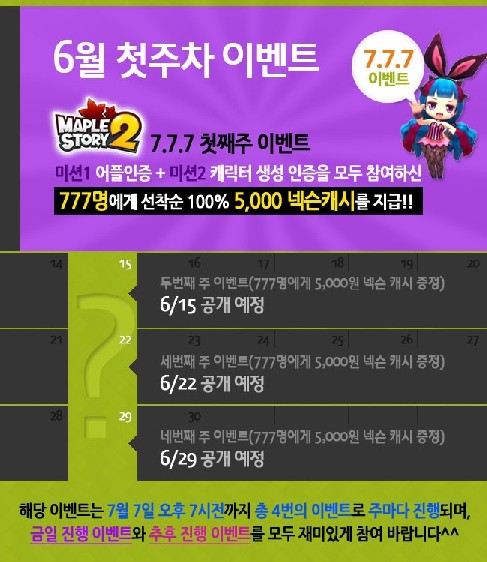 메이플스토리2 헝그리앱, 넥슨 캐시 100% 지급 이벤트에 유저들 북새통