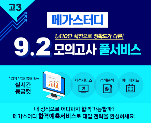 9월 모의고사 등급컷, 가장 빠르고 정확한 메가스터디 풀서비스 통해 확인