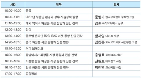 2016년 화장품 해외 유망시장 진출 세미나 열린다