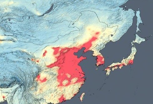 공기오염 위성지도
 출처:/NASA