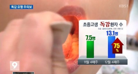 초중고 독감유행주의
 출처:/ KBS1 캡처