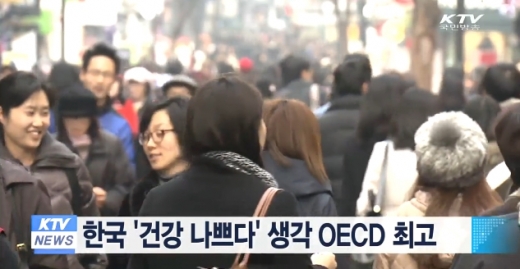 한국 건강 나쁘다 생각 OECD 최고
 출처:/ KTV 뉴스 캡쳐
 